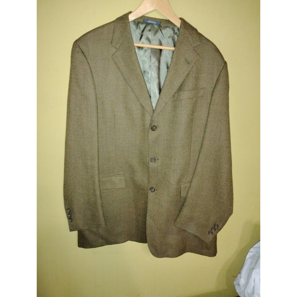 READ COND! Austin Reed London Tan & Brown Glen Plaid Wool Tweed Sportscoat 42L